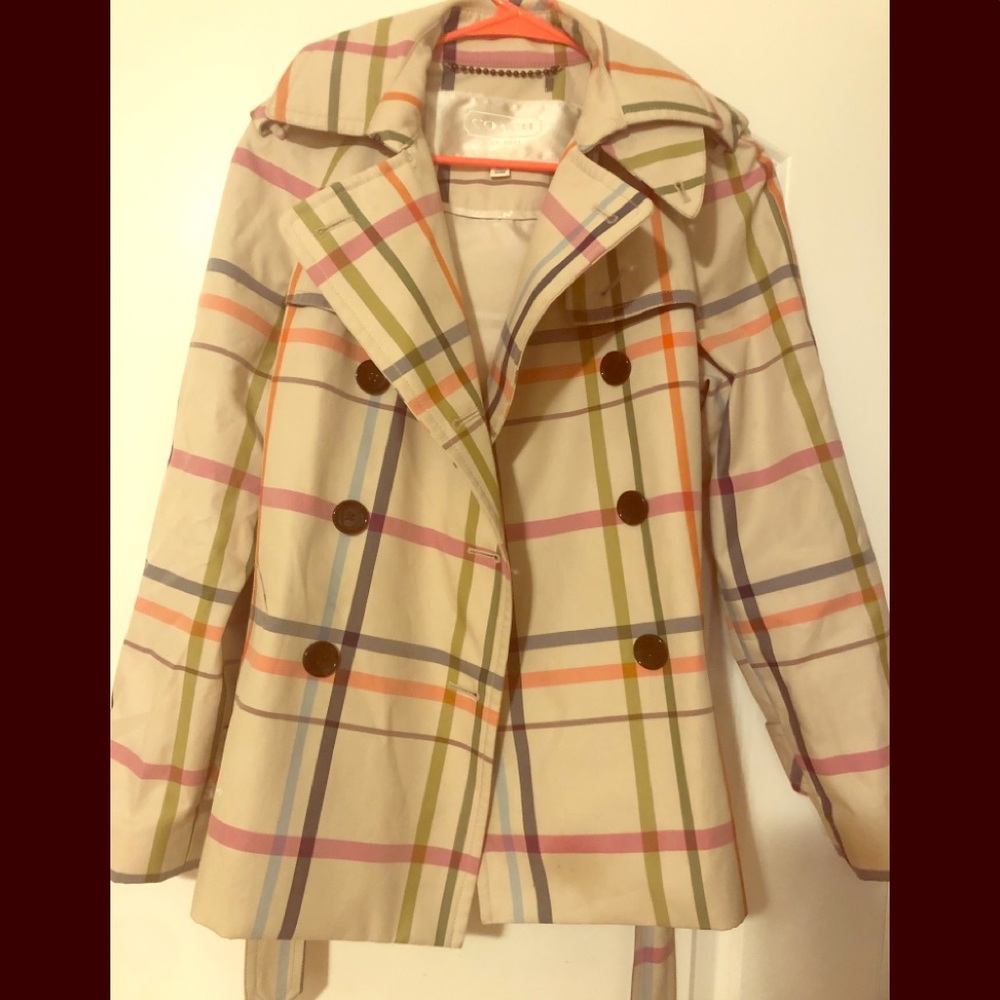 Coach Women's Tattersall Plaid Trench Coat